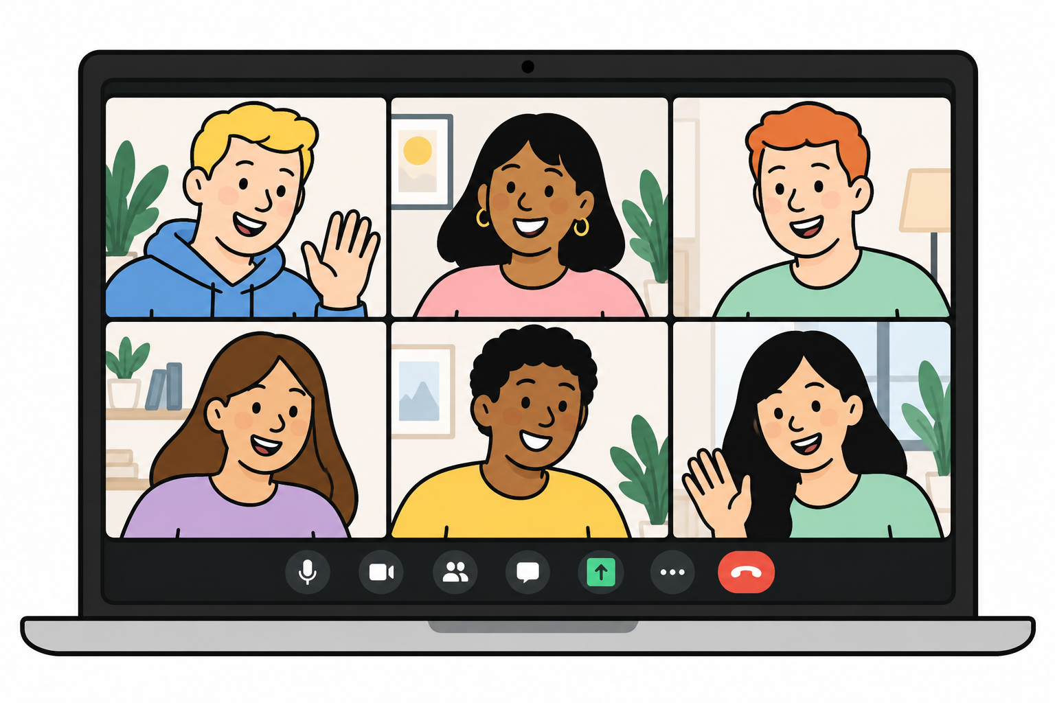remote team on a video call