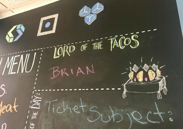 lord of tacos award on chalkboard