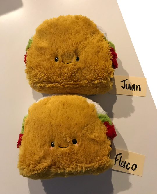 2 stuffed taco pillows cute