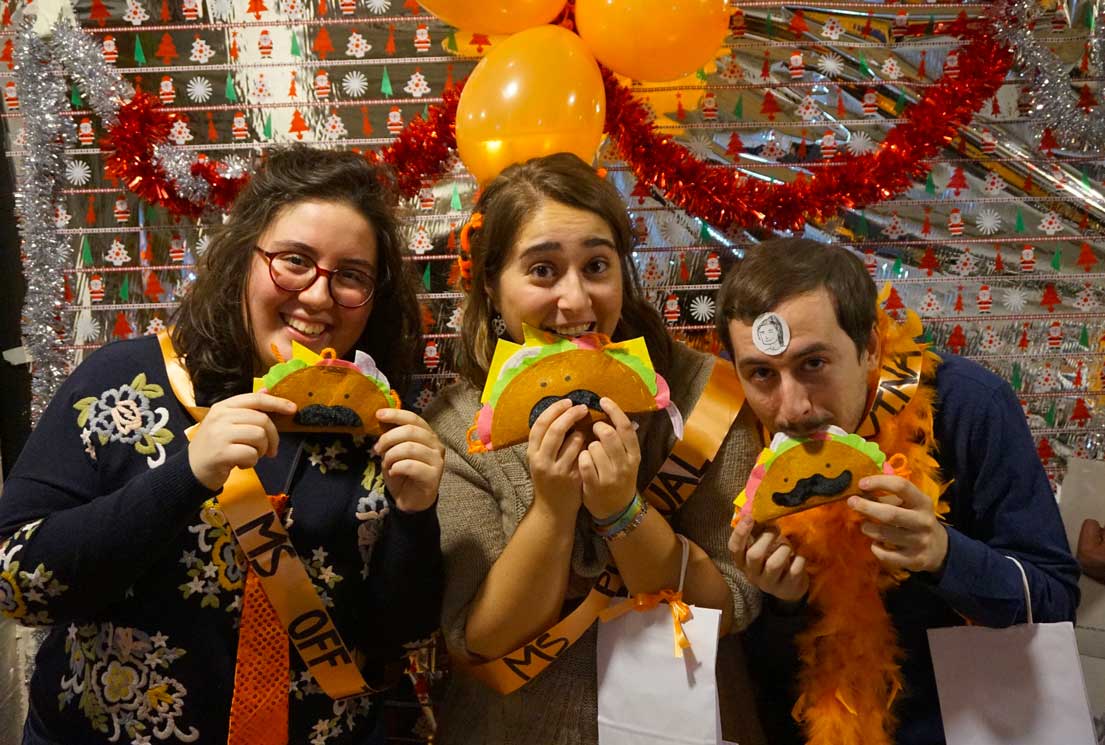 hand stitched Taco trophies with paper inside